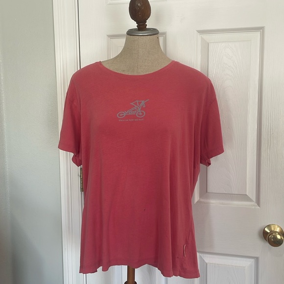 Life is good T-shirt This is how we roll baby stroller jogging running Women XL - Picture 1 of 8